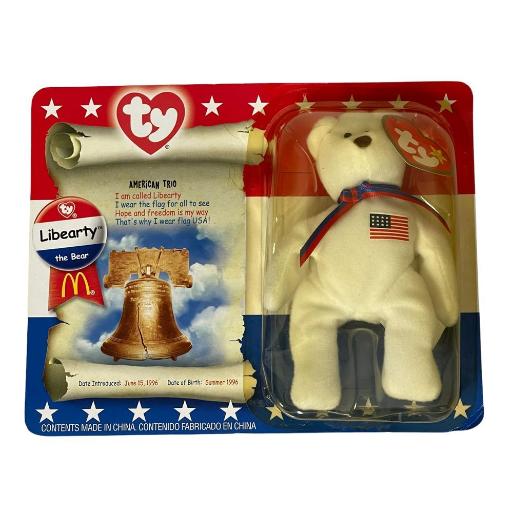 Libearty The Bear TY Beanie Baby With Box & Tag Sealed‎